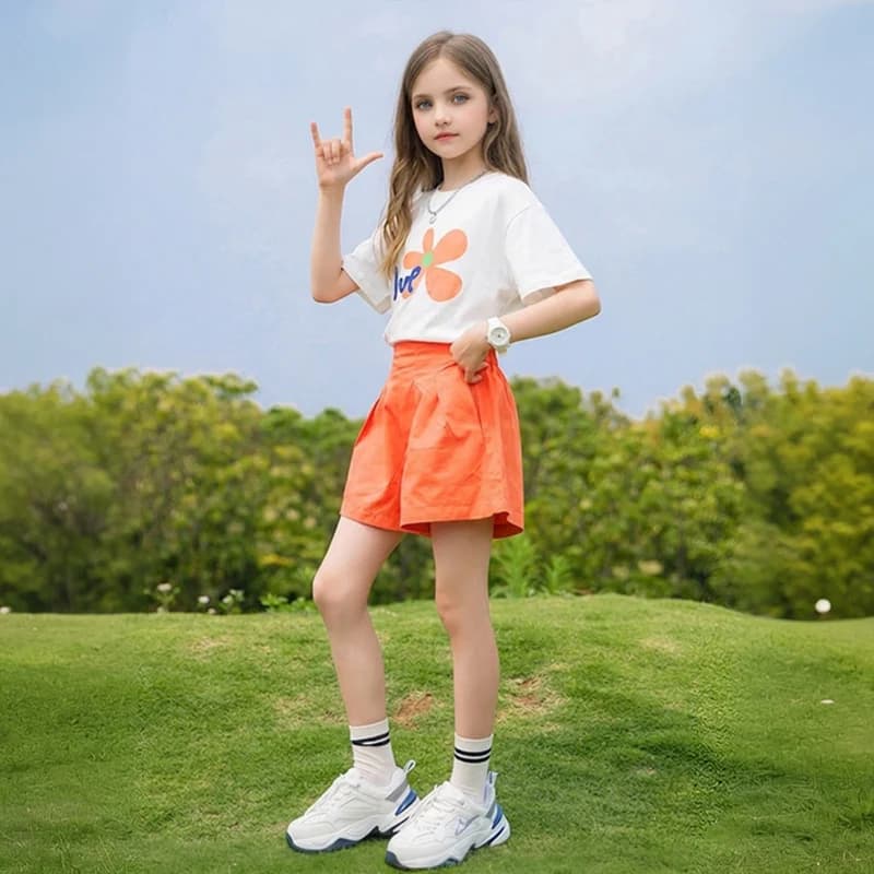 Orange Floral Graphic Shorts thumbnail 2