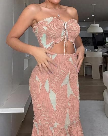 Floral Printed Vacation Dress Halter Tie thumbnail 2
