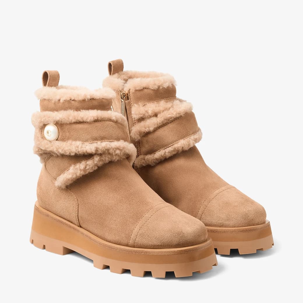 Suede Ankle Boots with Shearling Sale Price thumbnail 4