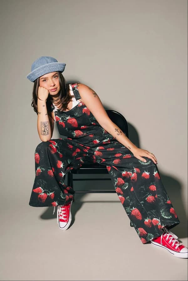 Berry Bad Wide Leg Workwear Overalls