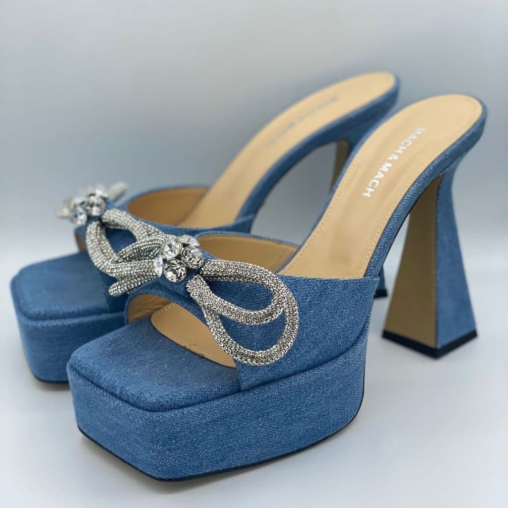 Mach & Mach denim platform heels