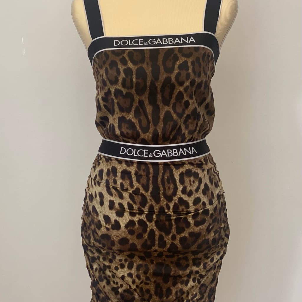 Dolce and Gabbana leopard print ruched dress