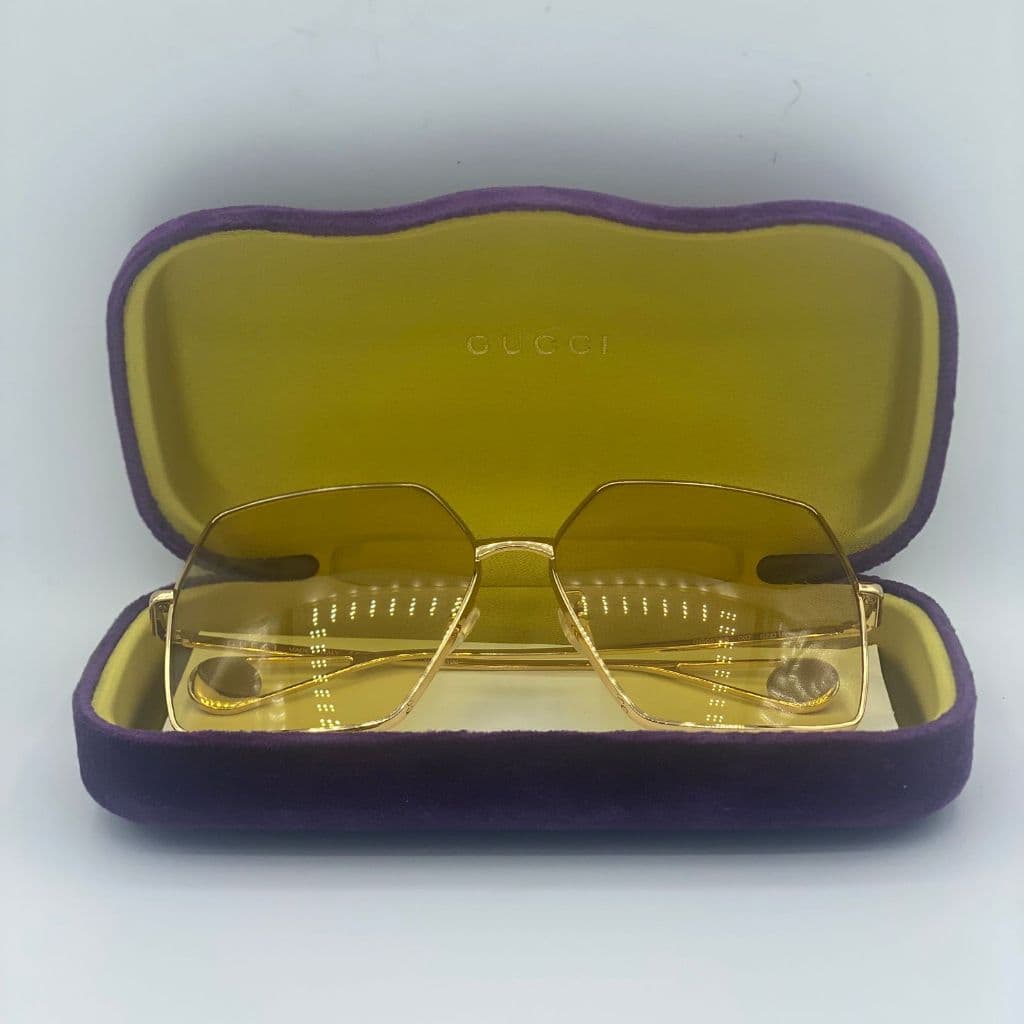 Gucci Gold Tone/Yellow Oversized Sunglasses thumbnail 1