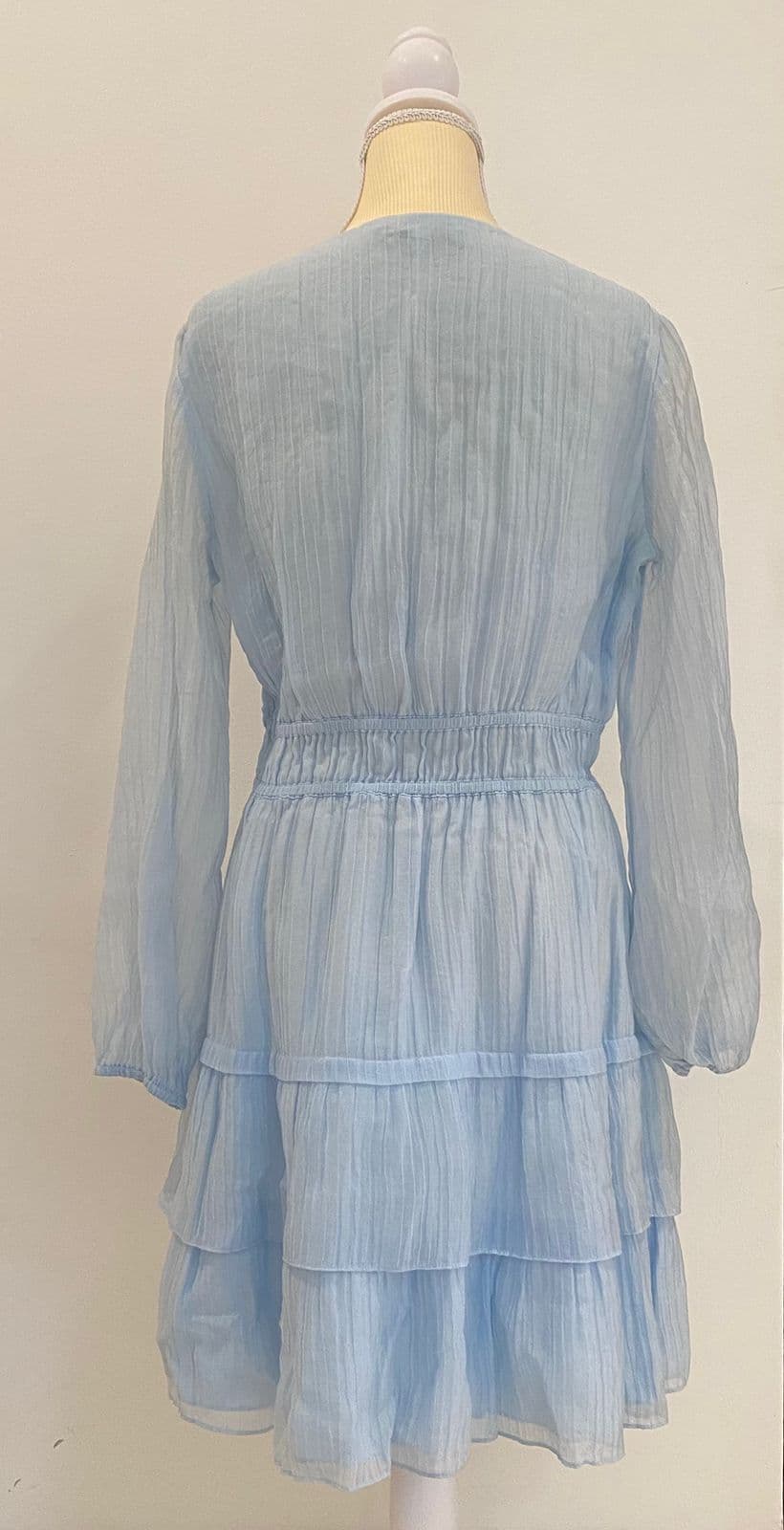 MAJE light blue pleated long sleeve dress thumbnail 2