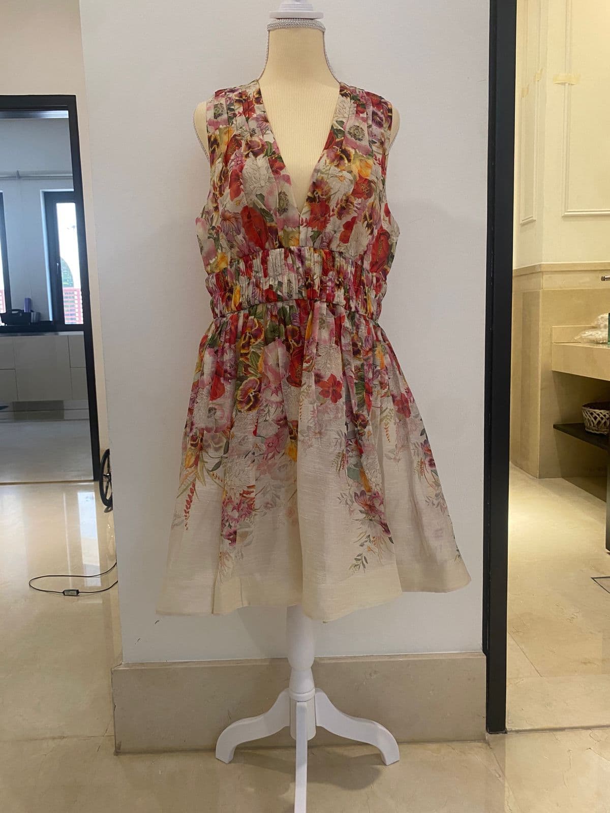 Zimmermann Pleated Floral Print linen and silk blend organza mini dress thumbnail 3