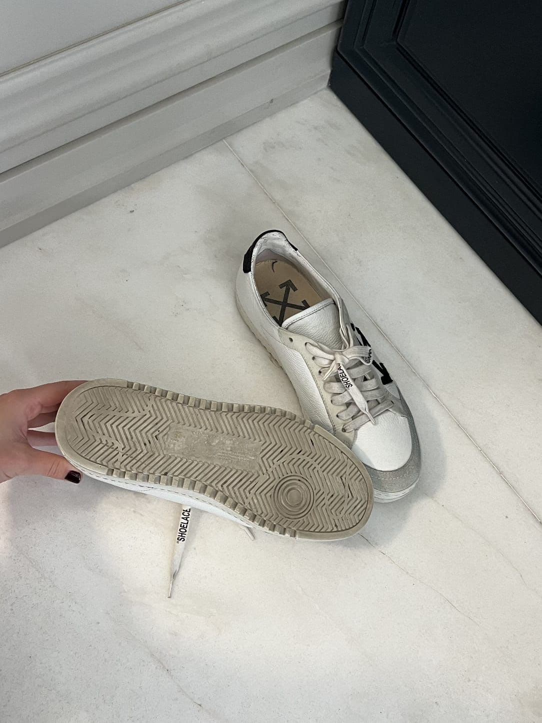 Off-white leather and suede sneakers thumbnail 3