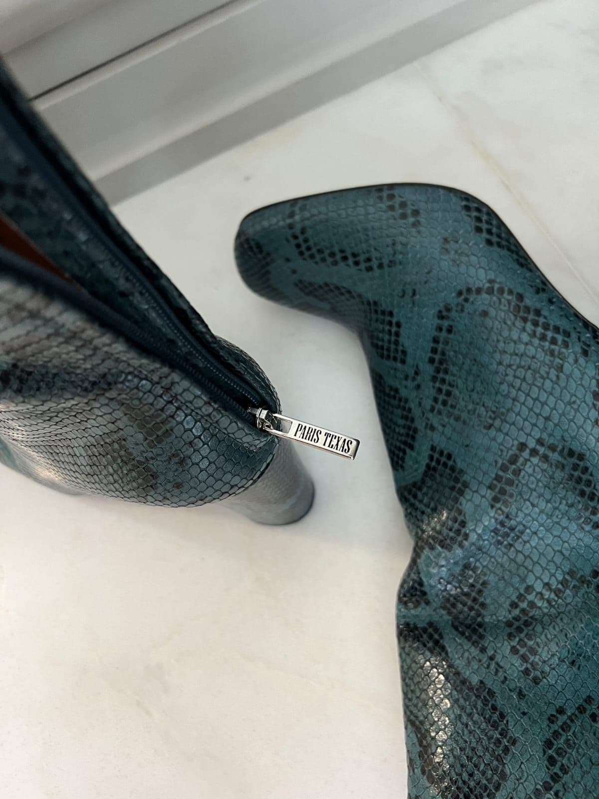 Paris Texas blue snake printed boots thumbnail 3