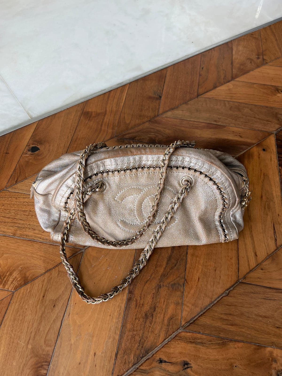 Chanel gold leather bowler bag thumbnail 2