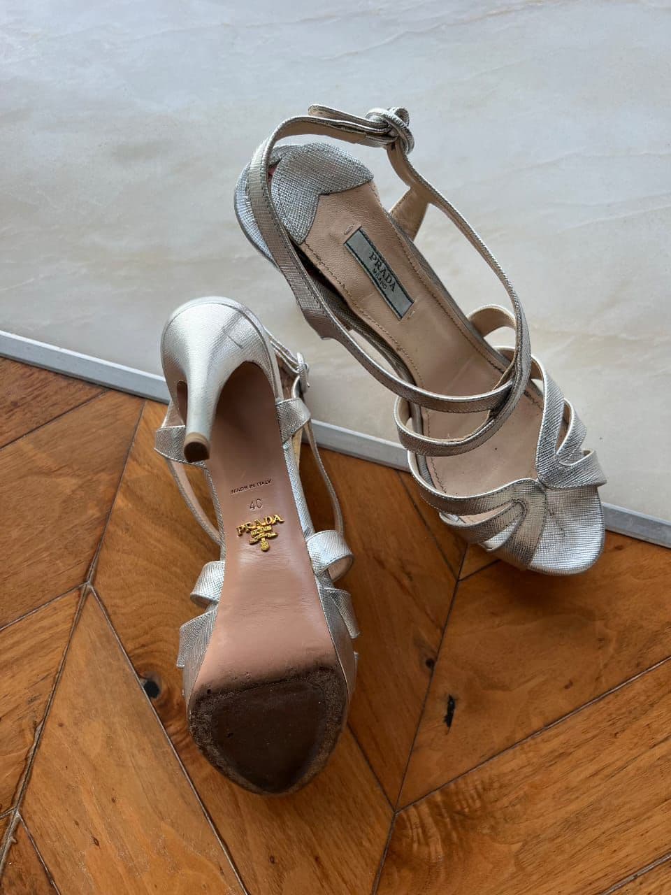 Prada silver sandals thumbnail 3
