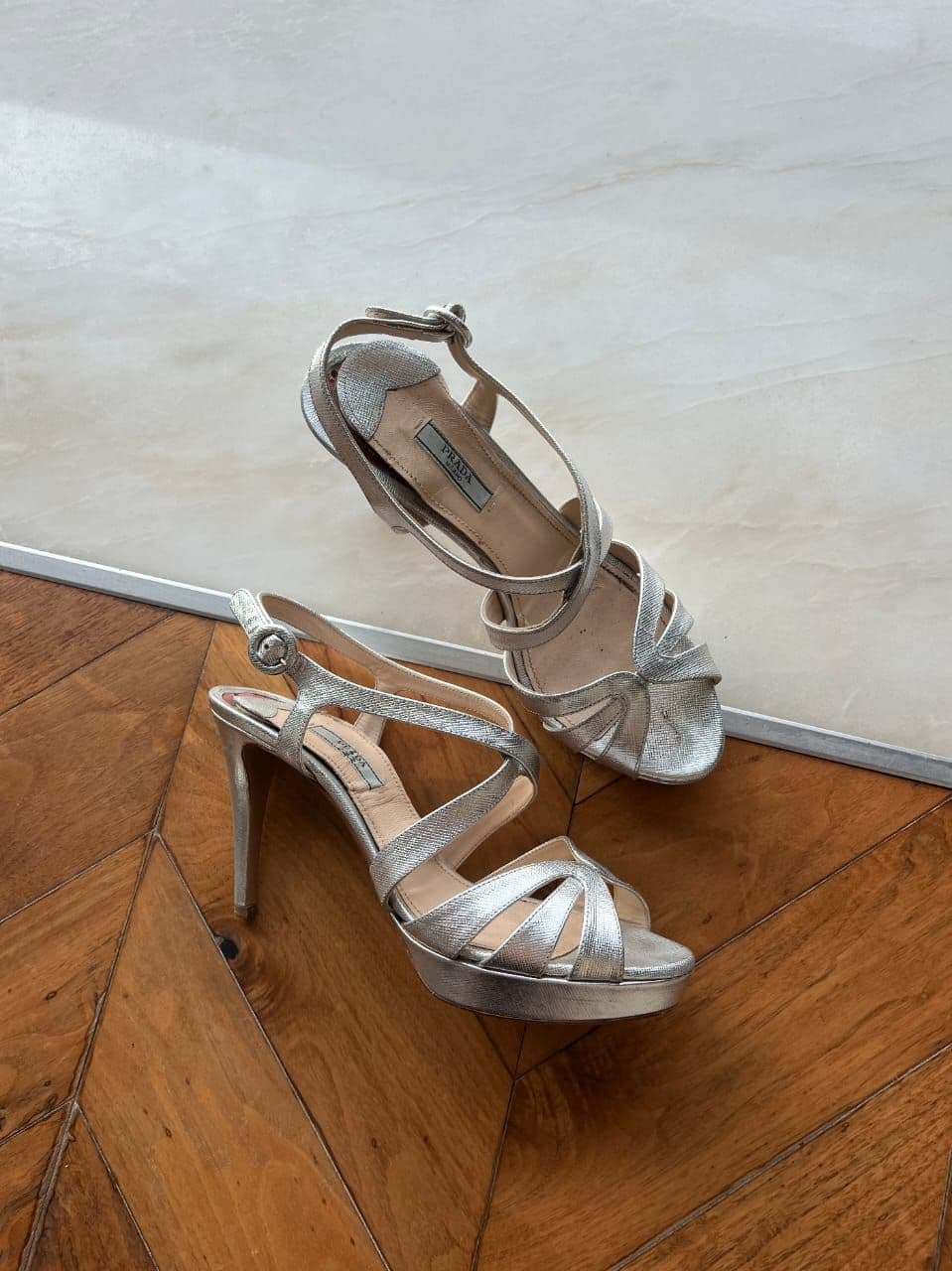 Prada silver sandals thumbnail 4