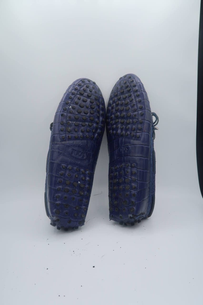 Tods blue leather loafers thumbnail 3