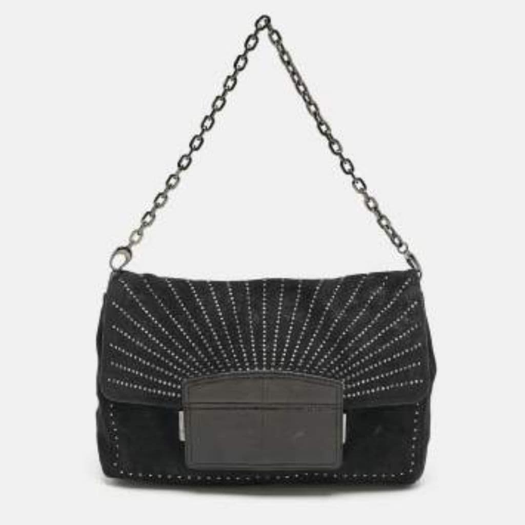 Jimmy Choo Black Suede and Snakeskin Shoulder Bag