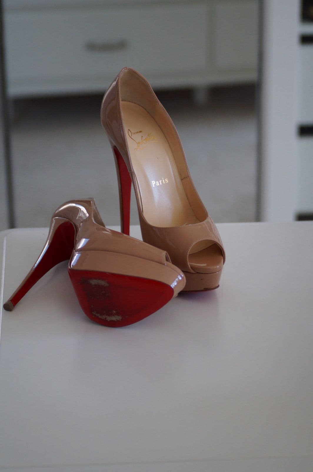 Christian Louboutin Patent Leather Peep Toe Pumps thumbnail 3