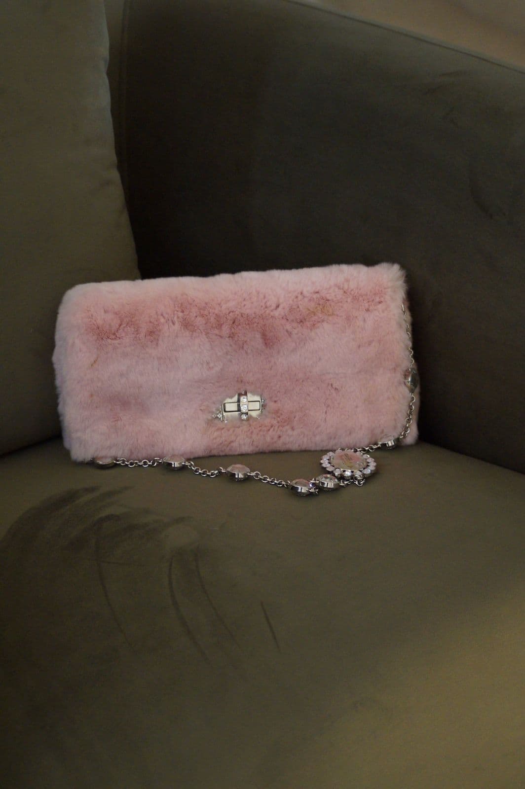 Miu Miu
Pastel-Pink Fur Crystal Shoulder Bag thumbnail 4
