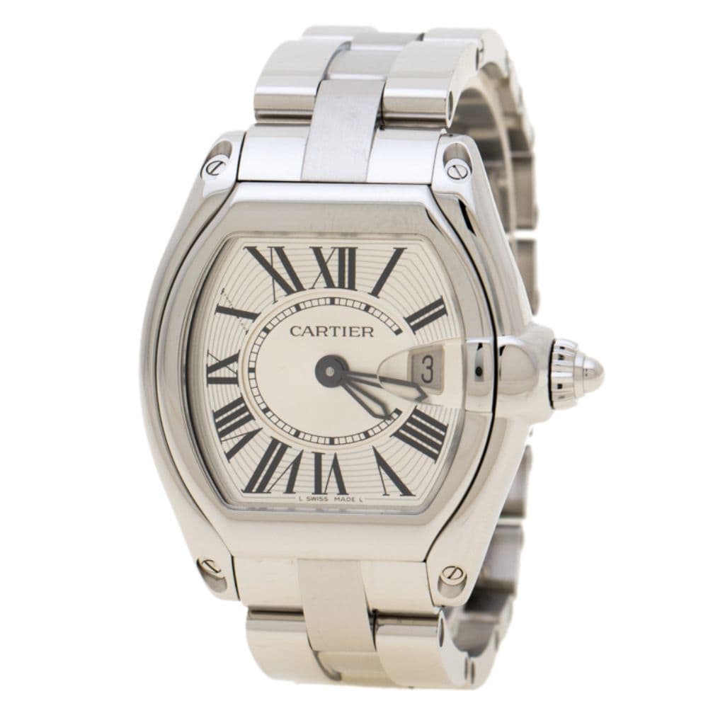 Cartier Silver Stainless Steel Roadster 2675 Women's Wristwatch 31 mm
