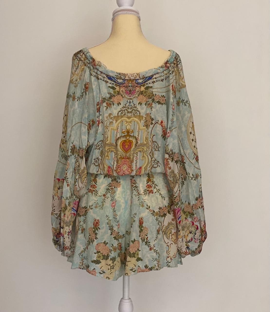 Camilla Blouson Sleeve Playsuit Versailles Sky thumbnail 3