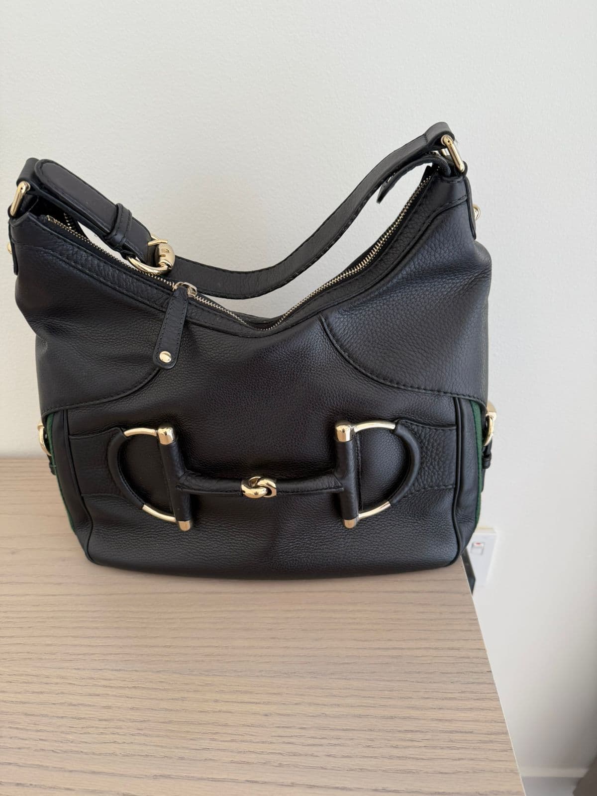 Gucci Black Leather Small Web Horsebit Heritage Hobo thumbnail 3