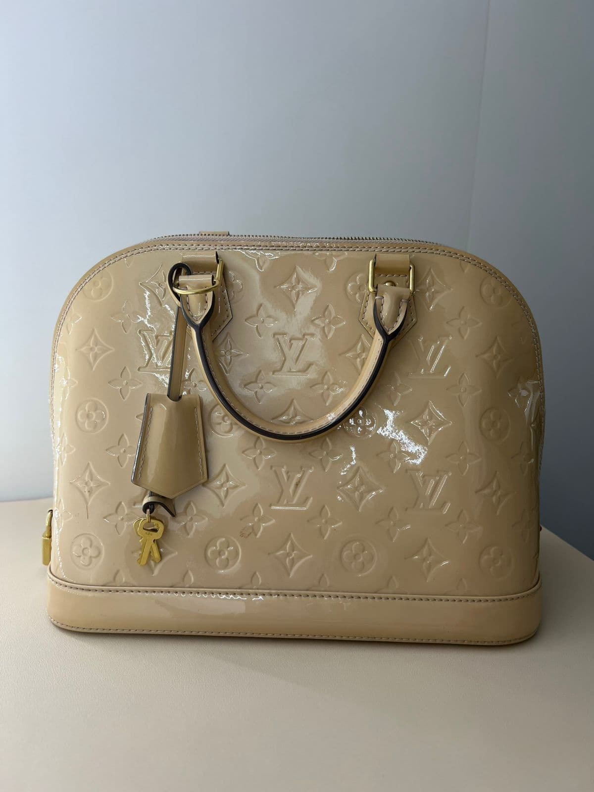 Louis Vuitton Citrine Monogram Vernis Alma PM Bag thumbnail 2