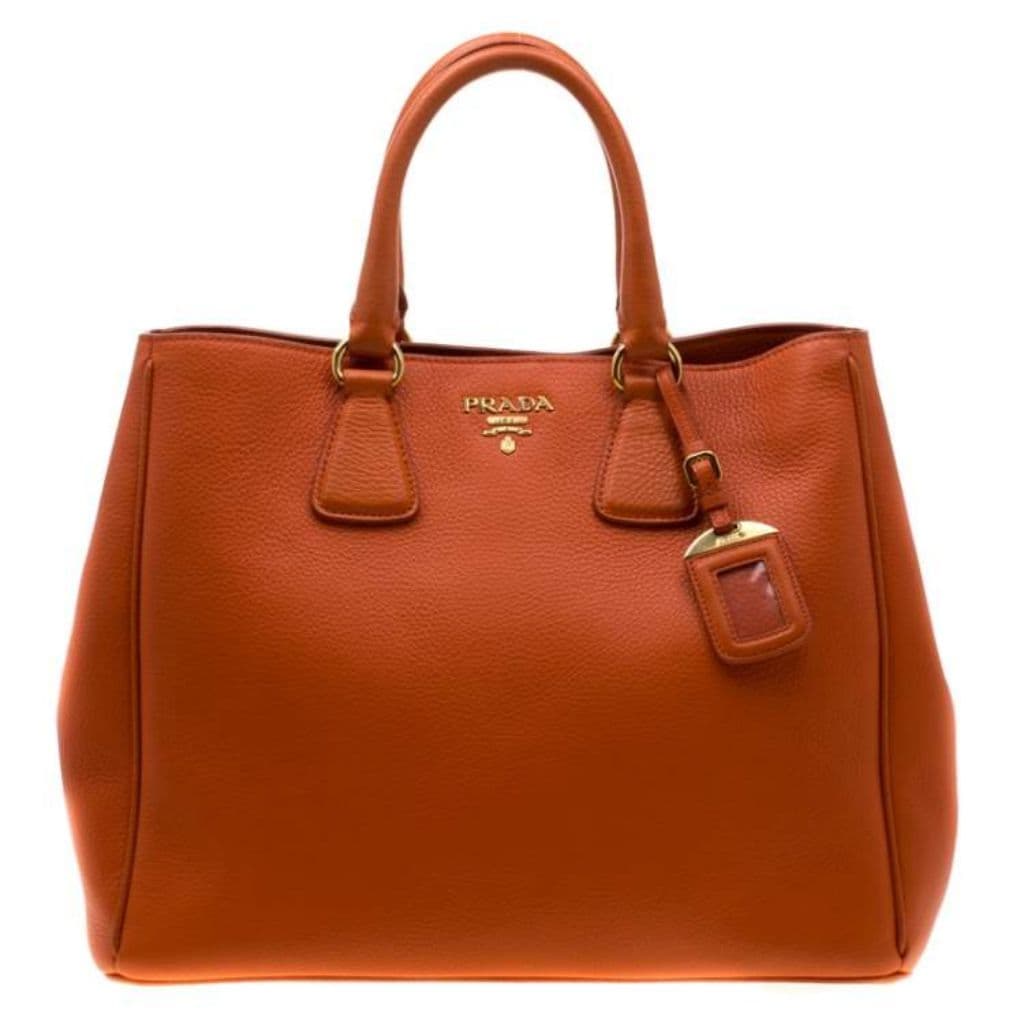 Prada Orange Leather Large Open Tote