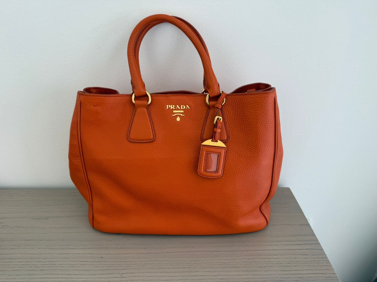 Prada Orange Leather Large Open Tote thumbnail 2