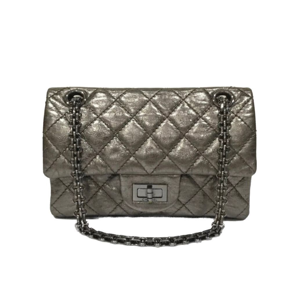 Chanel Metallic Quilted Aged Leather Reissue 2.55 Classic 227 Flap Bag