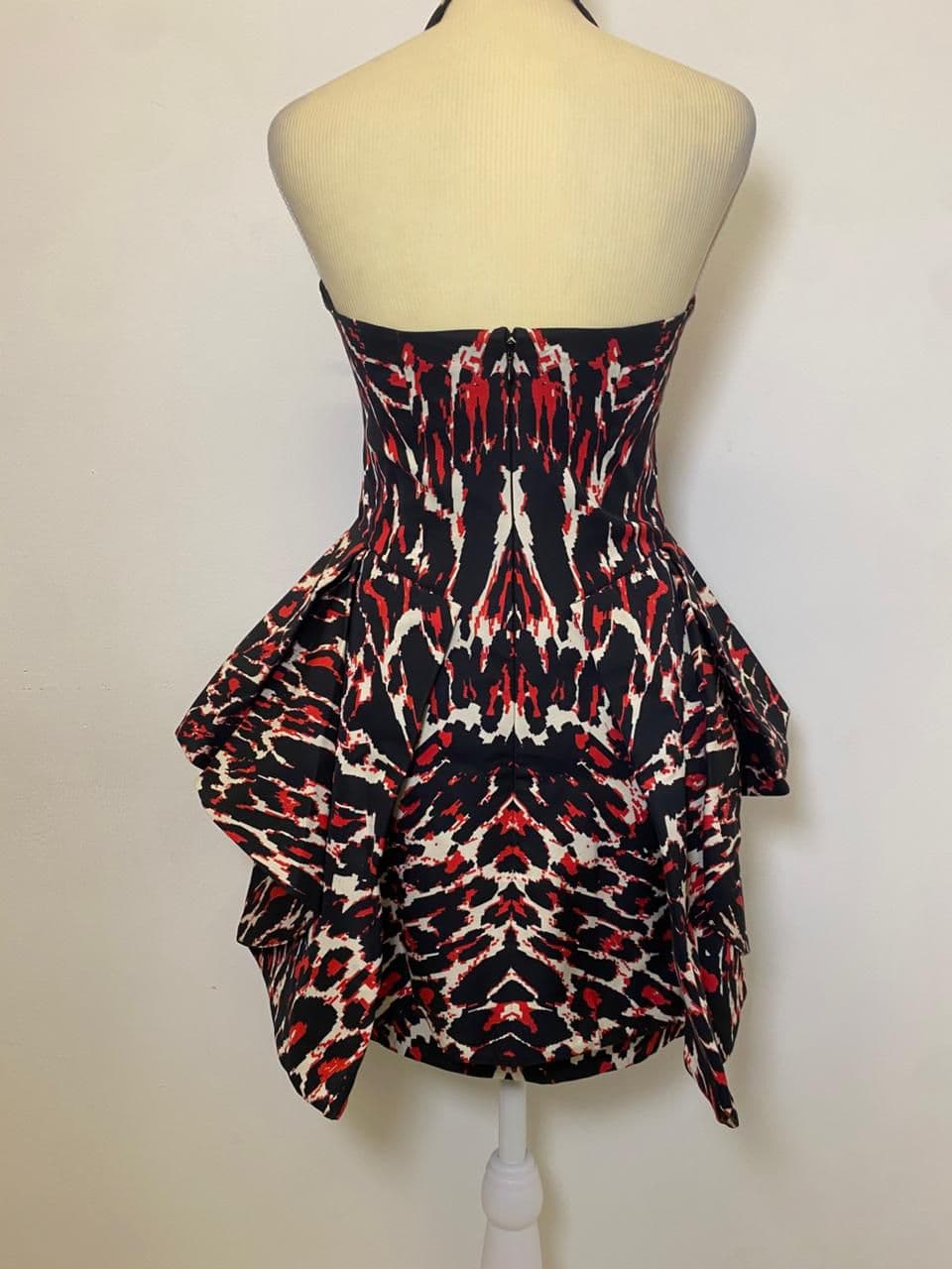 McQ by Alexander McQueen Black Printed Cotton Halter Neck Mini Dress thumbnail 2