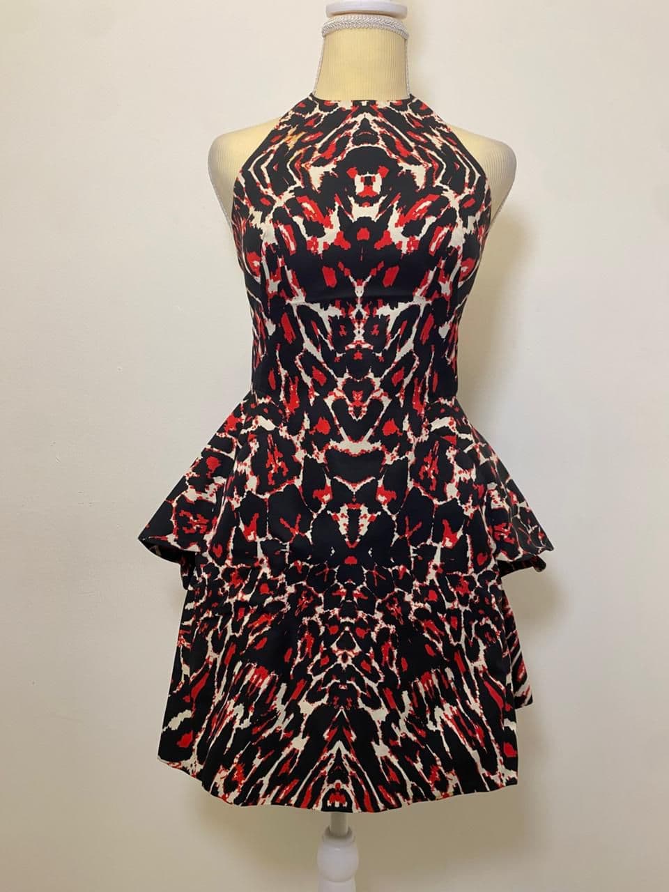 McQ by Alexander McQueen Black Printed Cotton Halter Neck Mini Dress thumbnail 4