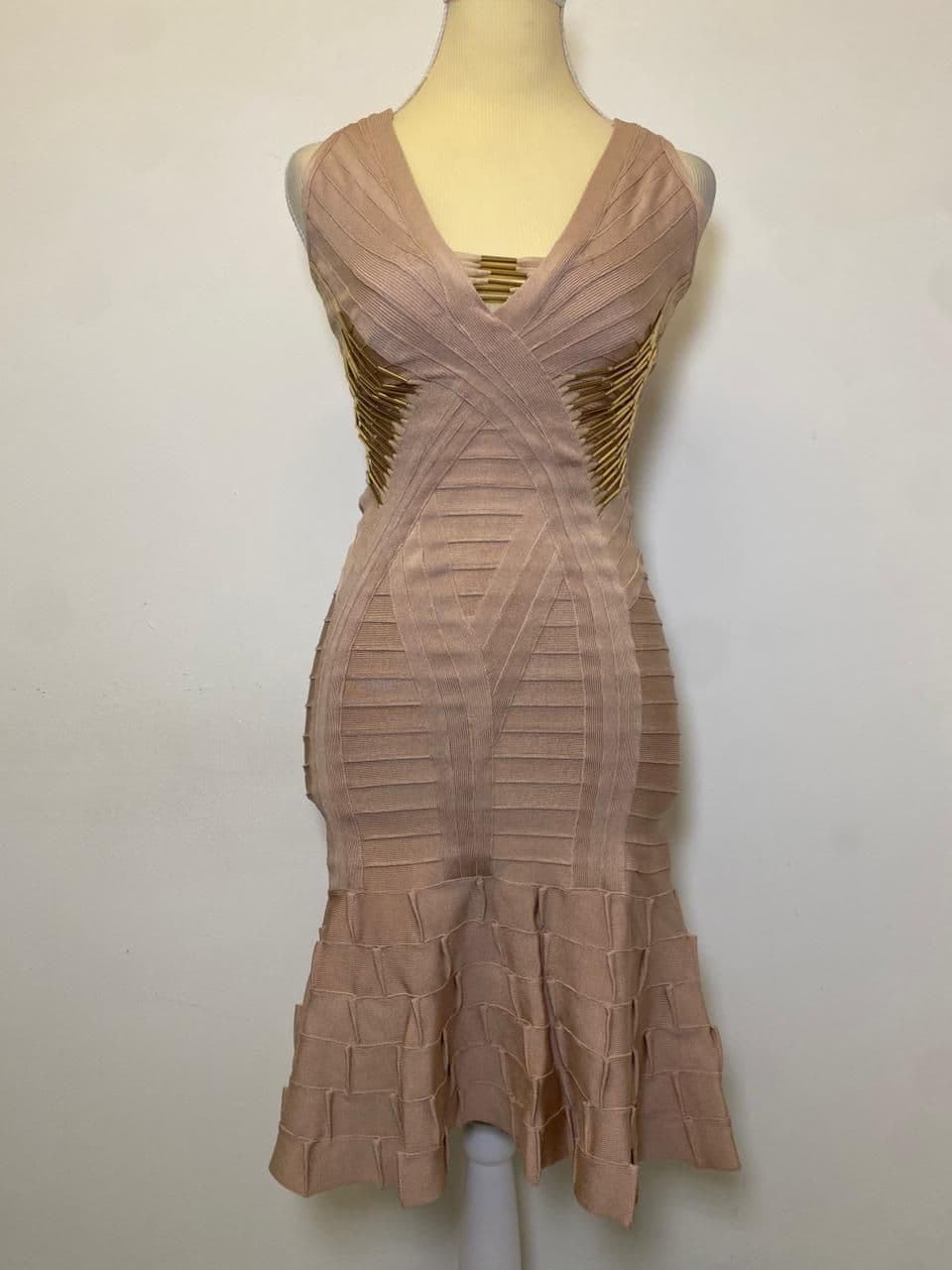 Herve Leger V-Neck Kori Beaded Bandage Dresses thumbnail 2