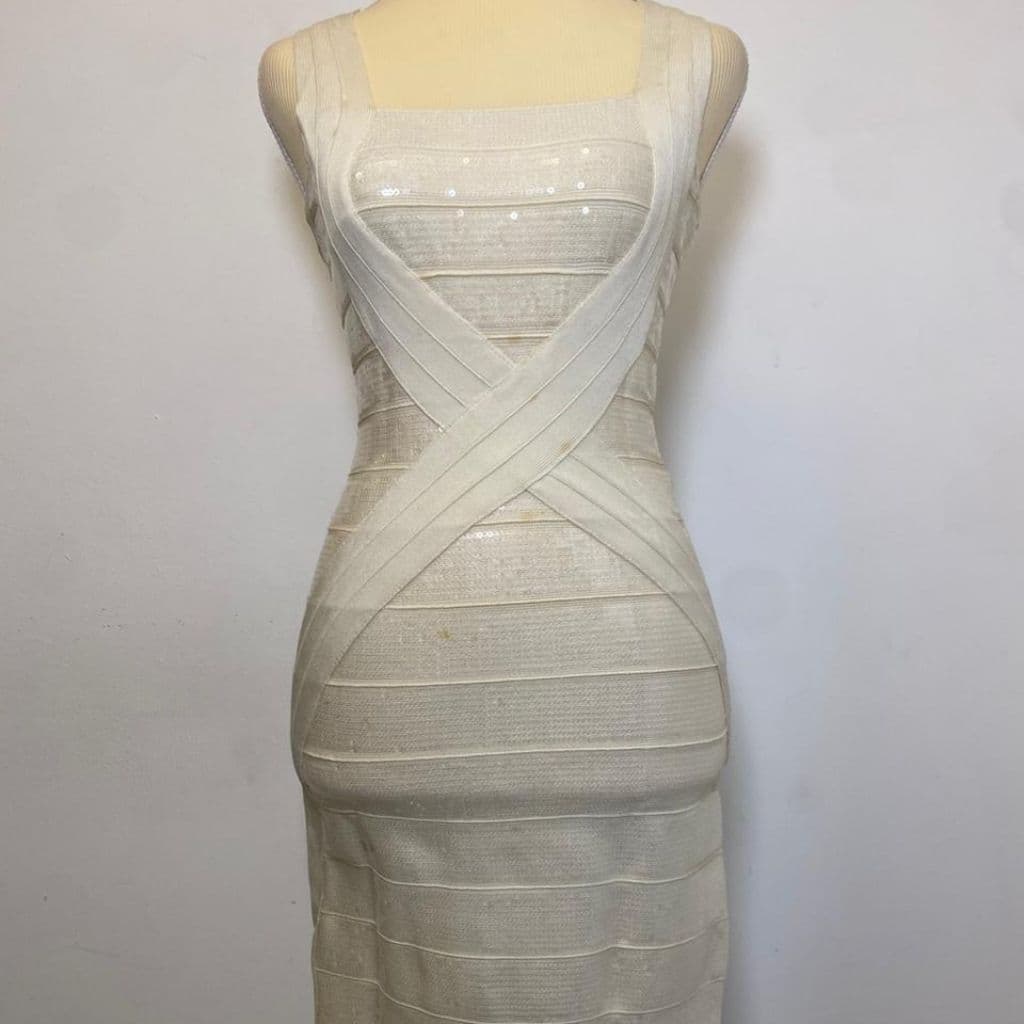 Herve Leger White Bandage Dress