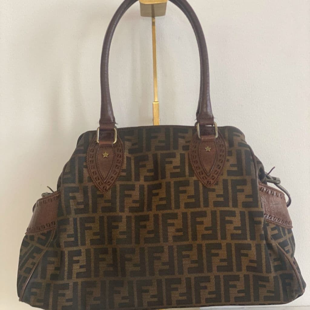 Fendi Tobacco Zucca Canvas and Leather Medium Chef De Jour Tote