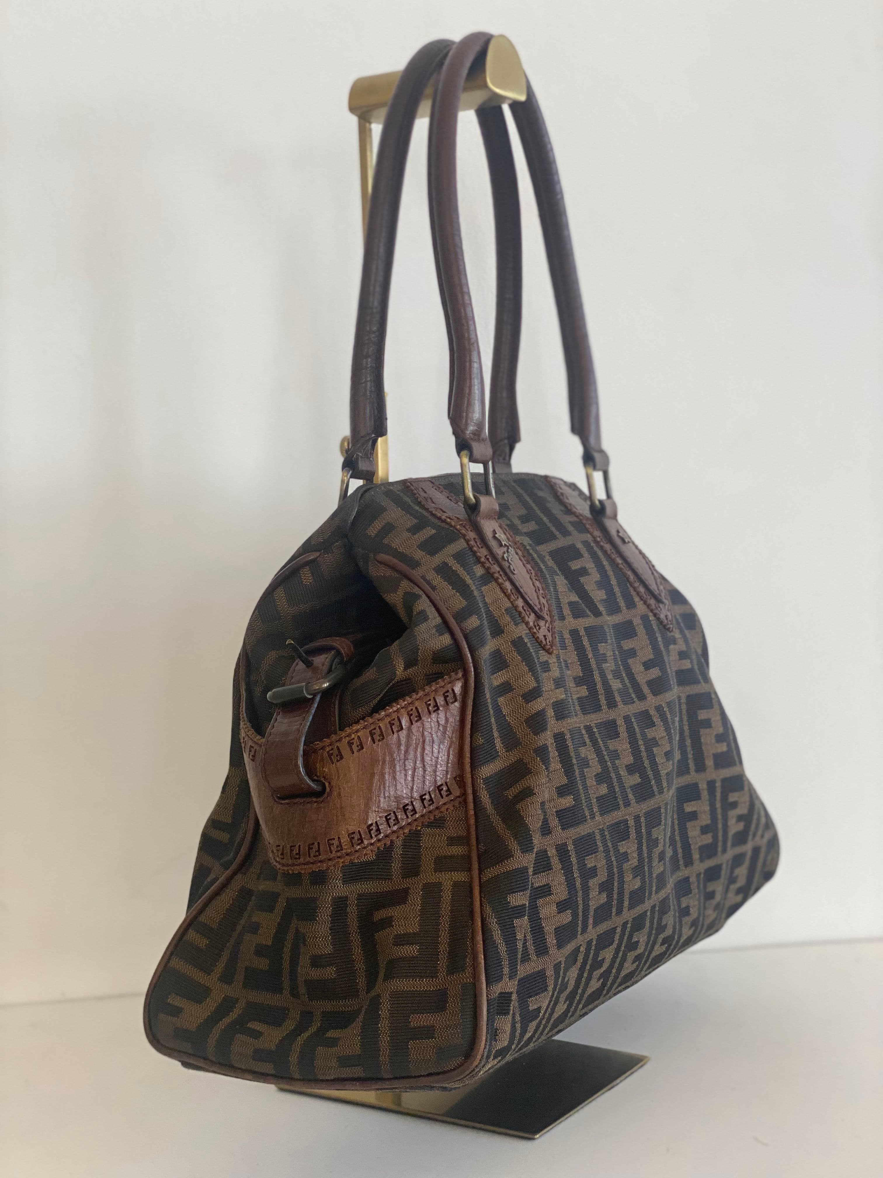 Fendi Tobacco Zucca Canvas and Leather Medium Chef De Jour Tote thumbnail 2