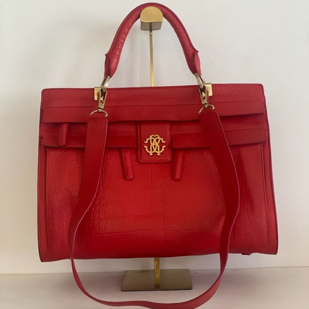 Roberto Cavalli Leather Multiple Pocket Top Handle Bag