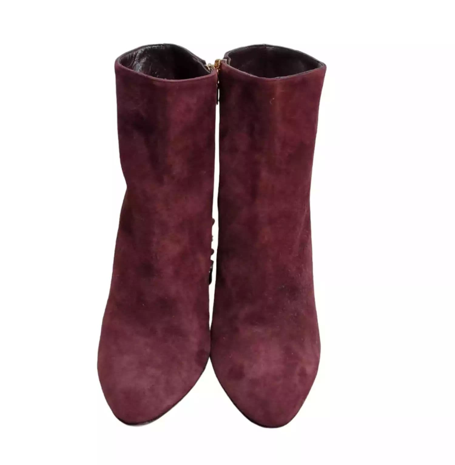 Sebastian Maroon Ankle Boots with Gold Zipper thumbnail 2