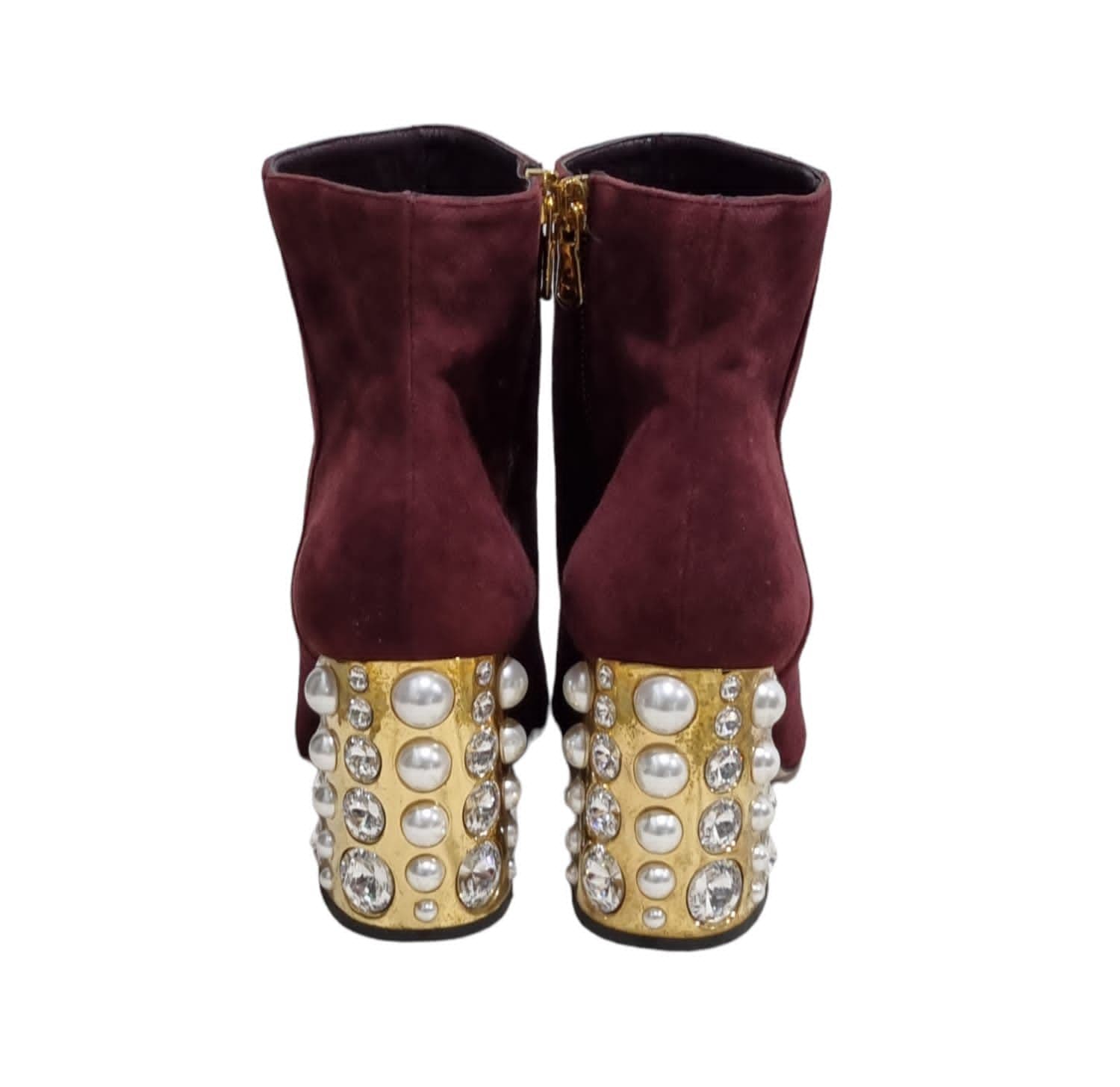 Sebastian Maroon Ankle Boots with Gold Zipper thumbnail 3