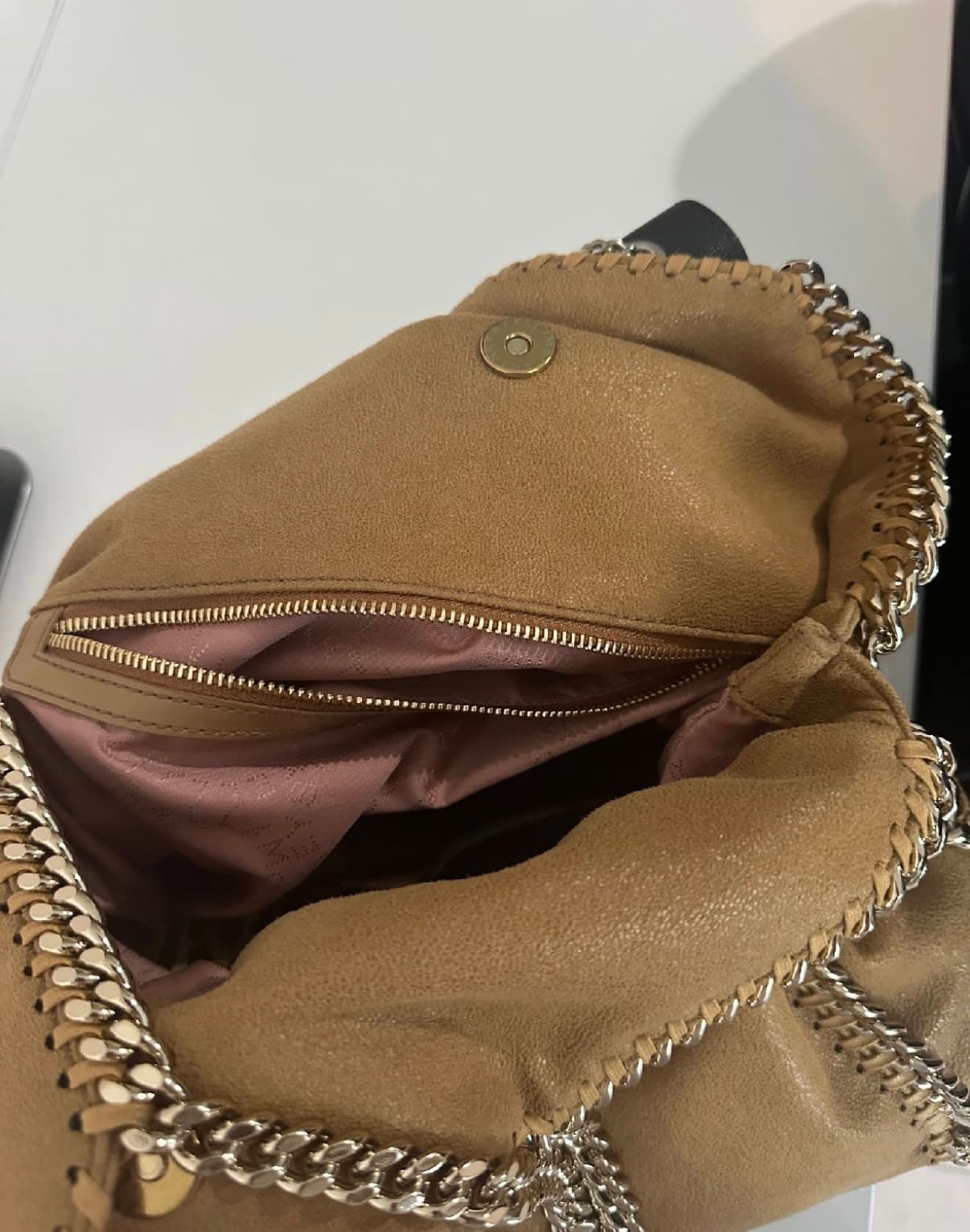Falabella Fold Over Tote Bag in eco shaggy deer thumbnail 3