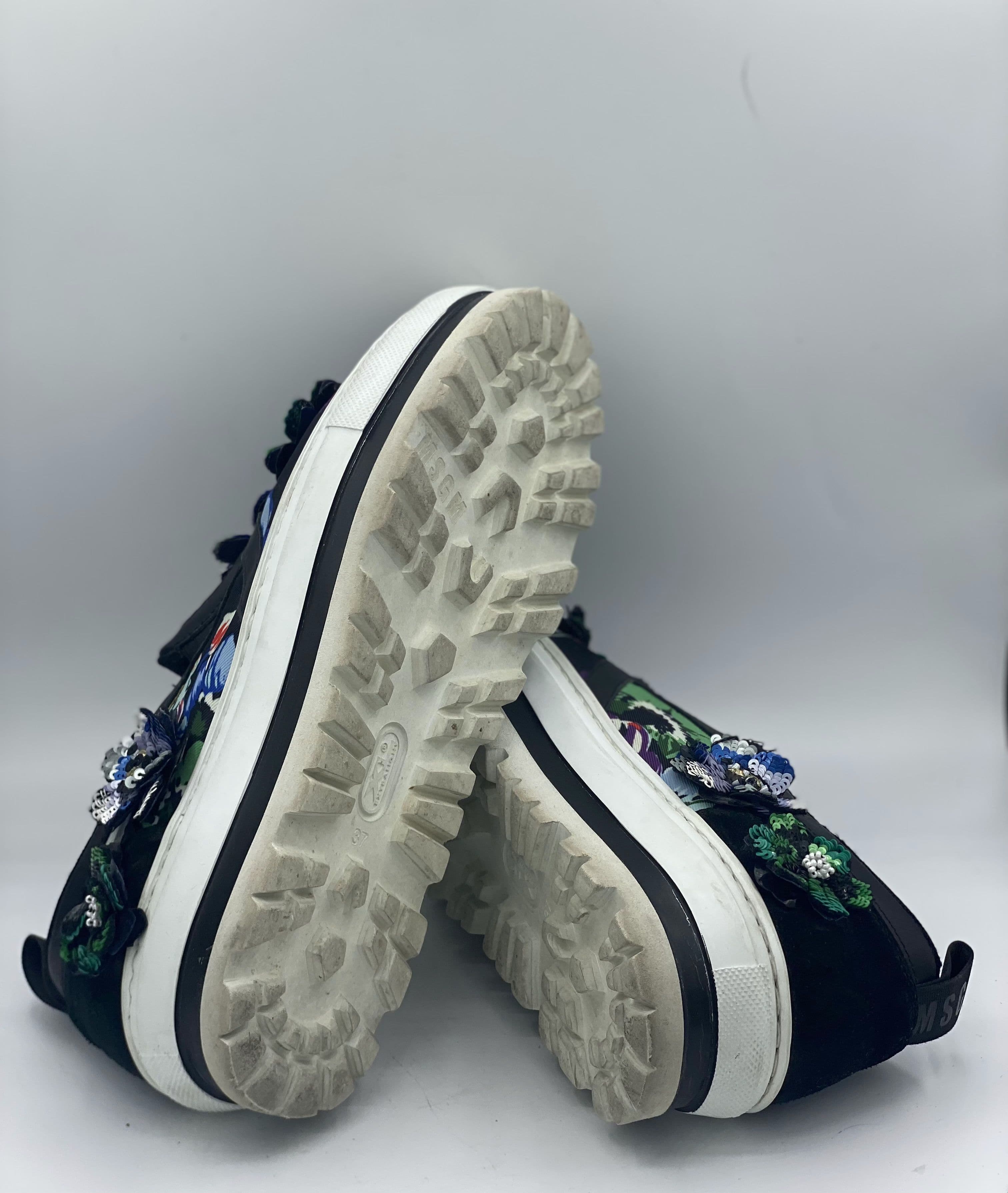 MSGM canvas beaded flower platform sneakers thumbnail 4