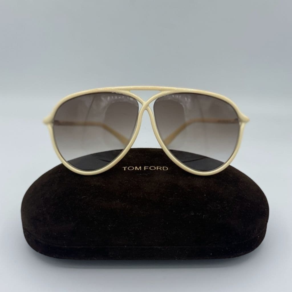Tom Ford 206 Maximillion Ivory Aviator Sunglasses with Case