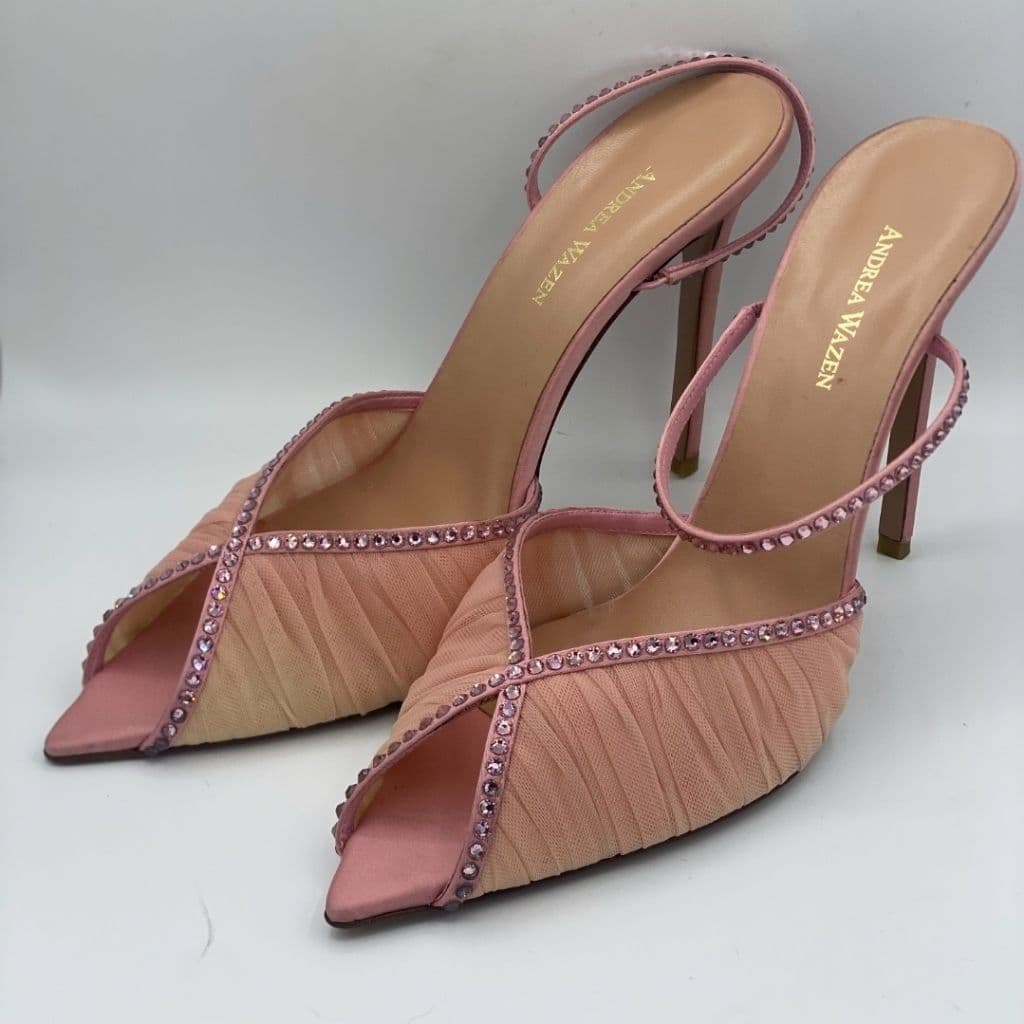 Andrea Wazen
Katy 105 Crystal Slingback Sandals in Tulle