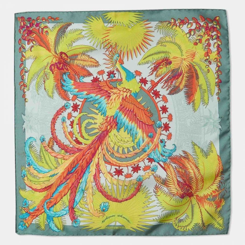 Hermes Multicolor Mythiques Phoenix Silk Square Scarf