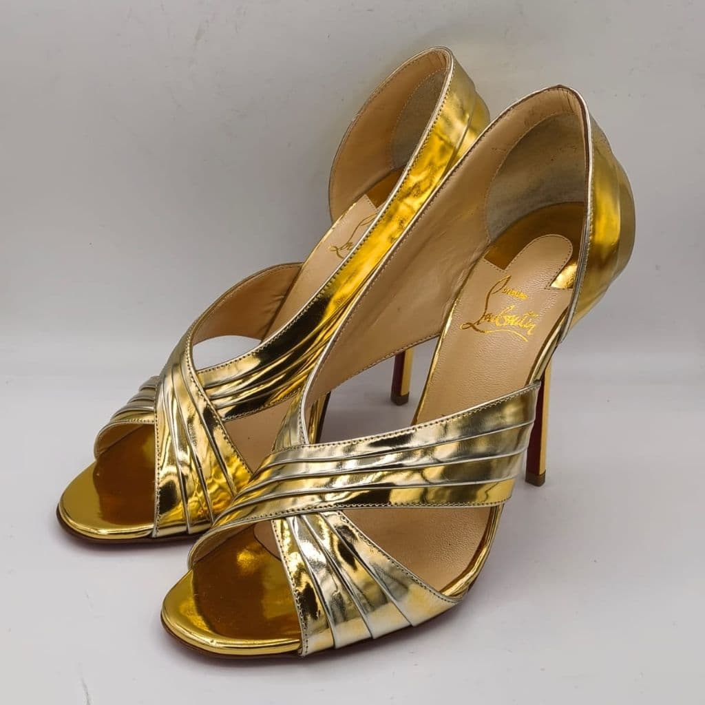 Christian Louboutin Metallic Gold Leather Norina Sandals Size 39