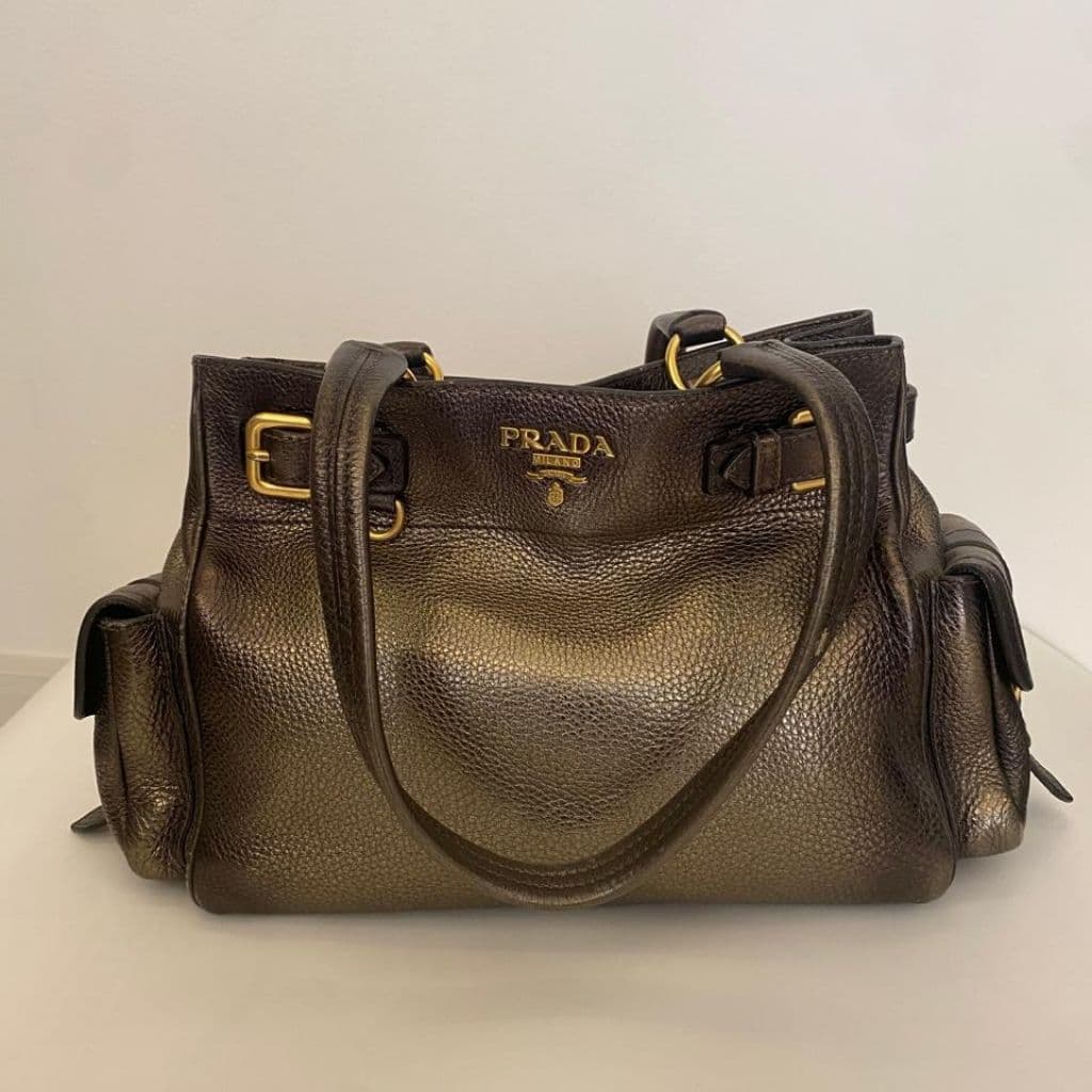 Prada brown leather tote bag