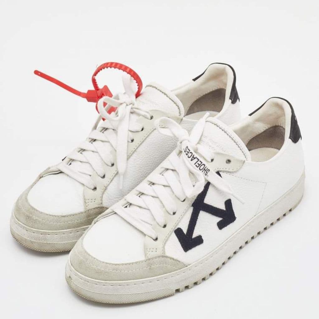Off-white leather and suede sneakers