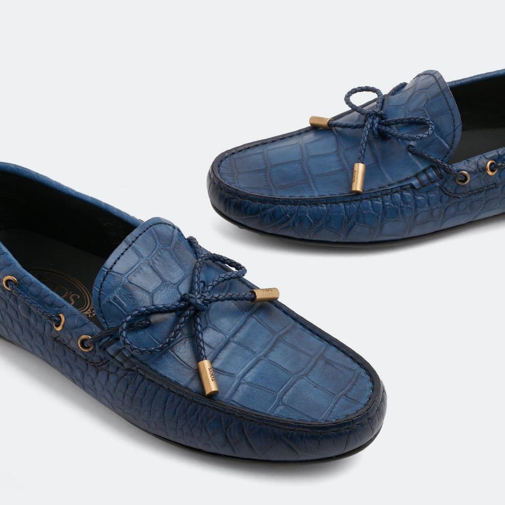 Tods blue leather loafers