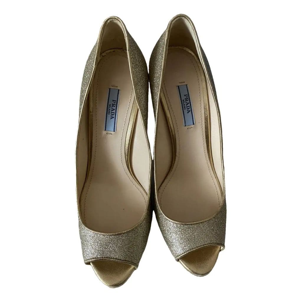 Prada Saffiano Leather Peep Toe Platform Pumps
