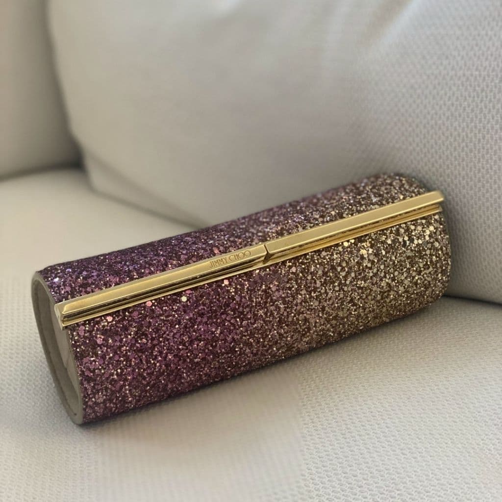 Jimmy Choo Pink Gradient Glitter Trinket Clutch
